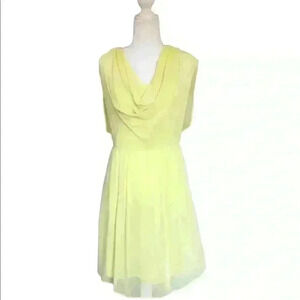 Catherine Maladrino Nina Chiffon Cowl Neck Dress Limelight Size 8